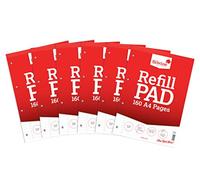 Unbranded Apparel Refill Pad A4 - Headbound Perforated Feint Ruled Margin 160pp 75gsm - Pack 6