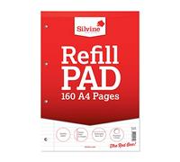 Silvine A4 Refill Pad - Lined With Margin (160 Pages) Single,White