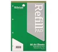 Silvine A4 Refill Pad Narrow Ruled 160 Pages Green (Pack 6) - A4RPNF