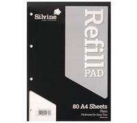 Silvine A4 Refill Pad Plain 160 Pages Black (Pack 6) - A4RPP