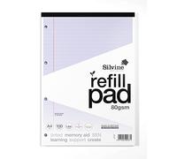 Silvine A4 SEN Tinted Paper Refill Pad Lilac - Lined with Margin (100 Pages)