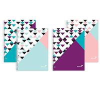 Silvine A4 Wirebound Notebooks in 4 Assorted GeoPop Designs. 160 Pages, Lined with Margin. Ref TWA4AC [Pack of 4]
