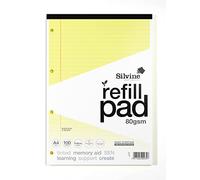 Silvine A4 Yellow Paper Dyslexia Refill Pad - Lined with Margin (100 Pages)