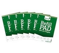 Silvine A4RPNF Refill Pad, Head Bound and Punched 4 Holes. Ruled Narrow Feint. [Pack of 6],White ,160 Page A4