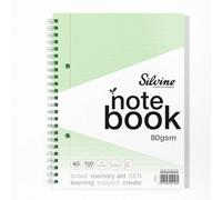 Silvine A5+ 100 Pages Twin Wire Sen Green Paper Dyslexia Notebook - Lined With Margin