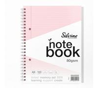 Silvine A5+ 100 Pages Twin Wire Sen Pink Paper Dyslexia Notebook - Lined With Margin