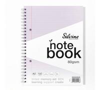Silvine A5+ 100 Pages Twin Wire Sen Purple Paper Dyslexia Notebook - Lined With Margin