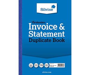 Silvine A5 Carbonless Duplicate Invoice & Statement Book - Numbered 1-100 with Index Sheet