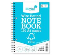 Silvine A5 Fsc Certified Wirebound Notebook 160 Pages