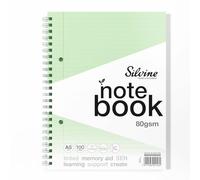 Silvine A5 Green Paper Dyslexia Notebook | 100 Wirebound Pages, 80gsm Tinted Paper for SEN Supportive Learning & Memory Aid (Green)