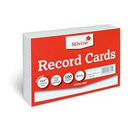 Silvine A6 White Record Cards - Lined with Headline, 100 Cards Per Pack (Size 6x4")
