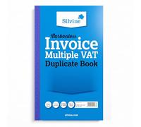 Silvine Carbonless Duplicate Multiple VAT Invoice Book - Numbered 1-100 with index sheet (210 x 127mm)