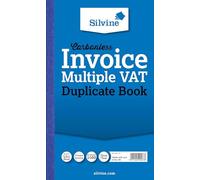 Silvine Carbonless Duplicate Multiple VAT Invoice Book - Numbered 1-100 with index sheet (210 x 127mm) [Pack of 6]