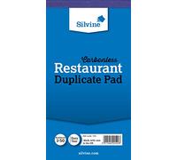 Silvine Carbonless Duplicate Restaurant Pad - Numbered 1-50 with index sheet (150 x 80mm) [Pack of 10]