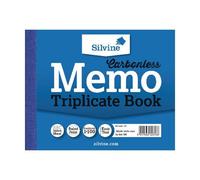 Silvine 102x127mm Triplicate Memo Book Carbonless Ruled 1-100 Taped Cloth Bindin