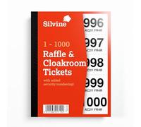 Silvine Cloakroom/Raffle Tickets, Numbered 1-1000 with Security Numbering. Ref CRT1000, Single