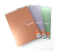 Silvine Luxpad A4 Topbound Metallic Notepads | 80gsm Lined Paper, 200 Pages, 3 Pack for School & Office