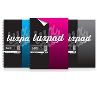 Silvine Luxpad A4 Twin Wire Casebound Notebooks in 3 Assorted Colours with 140 Feint Ruled Pages. [Pack of 6]