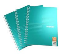 Silvine Luxpad Twin Wire FSC Notebook A4+ 200 Page Ruled With Margin Metallic Pearl Green (Pack 3) - LUXA4MT