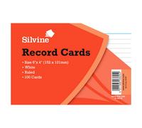 Silvine Medium Rrd Cards Pencil Feint 100 Sheets in White Silvine White