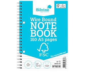 Silvine Notebook A5 Hardback Blue Pack of 5