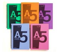 Silvine Notebook Wirebound Polypropylene 60gsm 160pp A5 Assorted Ref POLYA5ACPack 5 138425