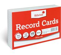 Silvine Pack Of 100 Ruled White Record Cards 6X4" (152 X 102mm)