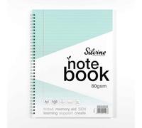 Silvine Pack Of 3 A4+ 100 Pages Twin Wire Sen Blue Paper Dyslexia Notebooks - Lined With Margin