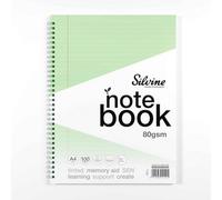 Silvine Pack Of 3 A4+ 100 Pages Twin Wire Sen Green Paper Dyslexia Notebooks - Lined With Margin
