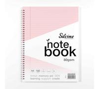 Silvine Pack Of 3 A4+ 100 Pages Twin Wire Sen Pink Paper Dyslexia Notebooks - Lined With Margin