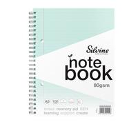Silvine Pack Of 3 A5+ 100 Pages Twin Wire Sen Blue Paper Dyslexia Notebooks - Lined With Margin