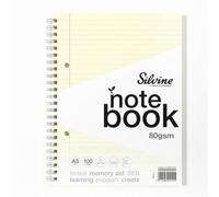 Silvine Pack Of 3 A5+ 100 Pages Twin Wire Sen Cream Paper Dyslexia Notebooks - Lined With Margin