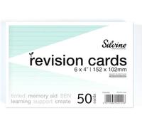 Silvine Pack Of 50 6X4" Sen Blue Lined Dyslexia Record Cards