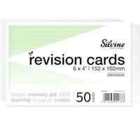 Silvine Pack Of 50 6X4" Sen Green Lined Dyslexia Record Cards