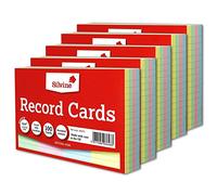 Silvine Record Card Bulk Pack of 500 | 5 x 100 6x4” Coloured Lined with Headline Record Cards - Size Medium 152 x 102mm - A6