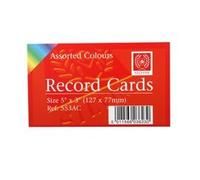 Silvine record cards 127x77mm ruled pack of 200 in assorted colours