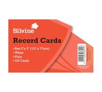 Silvine Record Cards Plain 5x3 Pack of 1000 White