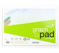 Silvine Recycled Graph Pad A3 Printed 1-5-10mm 50 Sheets 100% Recycled Paper Green (Pack 10) - A3GPRE