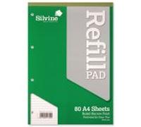 Silvine Refill Pad Headbound Perforated Punched Narrow Ruled 75gsm A4 Ref A4RPNF [Pack 6] (A4RPNF)