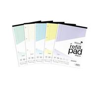 Silvine SEN Refill Pad A4 With Tinted Coloured Papers 100 Page In 5 Assorted Colours Ruled With Margin 4 Hole Punched (Pack 5) - A4RPTINAC