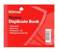 Silvine Small Duplicate Memo Book Feint 200 Sheets in Red Silvine Red