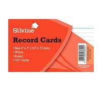 Silvine Small Record Cards Pencil Feint 100 Sheets (Small) (White)