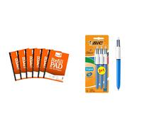 Silvine SV41803 A4 Refill Feint Pad (Pack of 6) & BIC 4 Colours Original, Retractable