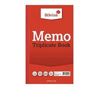 Silvine 210x127mm Triplicate Memo Book Carbon Ruled 1-100 Taped Cloth Binding 100 Sets (Pack 6) - 605