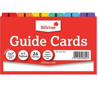 Silvine White Cards And Coloured Tab A-Z Guide Cards 127 X 76mm (5"x3")