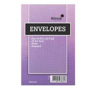 Silvine White envelopes C6 gummed (25 per Pack)