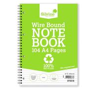Silvo Silvine 104 Page A4 Everyday Recycled Wirebound Notebook, Ruled 8mm Feint Pack Of 12
