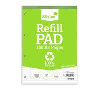 Silvo Silvine 160 Page A4 Everyday Recycled Refill Pad, Ruled 8mm Feint With Margin Pack Of 6, White