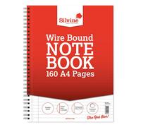 Silvo Silvine A4+ Wirebound Notebook With 160 Pages, Ruled 8mm Feint With Margin And Punched 4 Holes Pack Of 6
