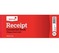 Silvo Silvine Duplicate Receipt Book, Cheque Book Style - 40 Receipts Per Book (80 X 202mm) Pack Of 36, Red